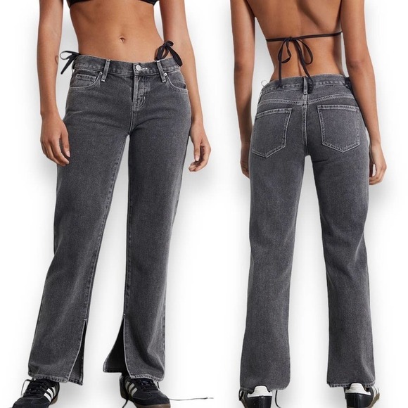 PacSun Womans Jeans Sz 24 Black Wash Low Rise Straight Leg Rigid Denim NEW - Picture 1 of 16